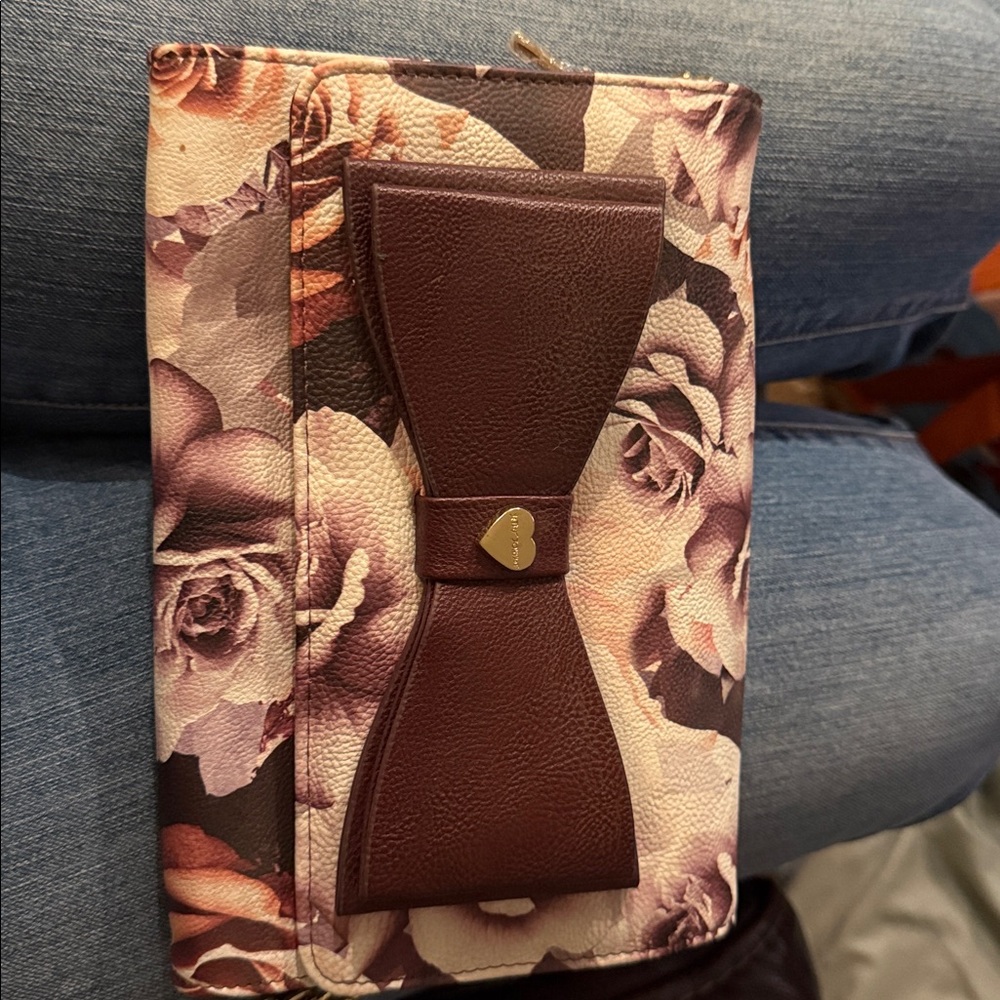 Betsey Johnson Floral and Burgundy Crossbody Bag